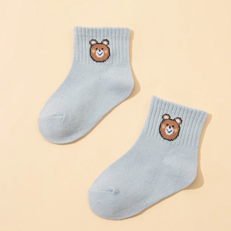 10 pairs cute little bear casual short elastic mid - calf socks, baby socks, boys' socks, girls' socks, children's socks - Clothesfassion.store