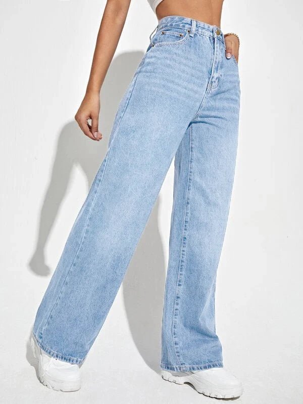 2024 new women's wear European and American loose Denim wide leg pants slimming high waist all - match jeans for women - Clothesfassion.store