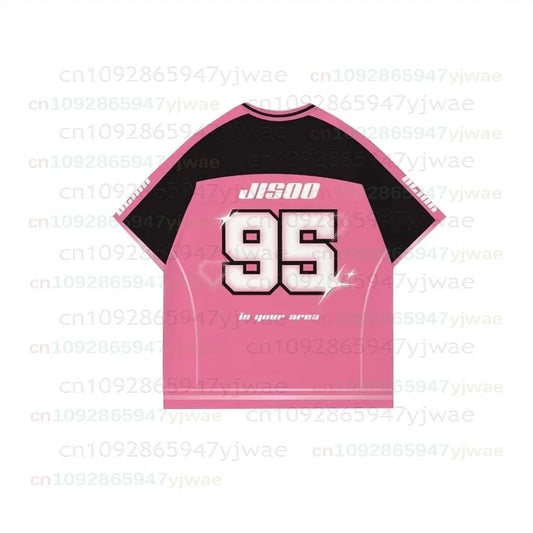 2026 New Y2K Korean Girl Group Concert T-Shirt RosÉ Letter Print Oversized Short Sleeved Fashion Casual Women's Sport Jersey Kid - Clothesfassion.store