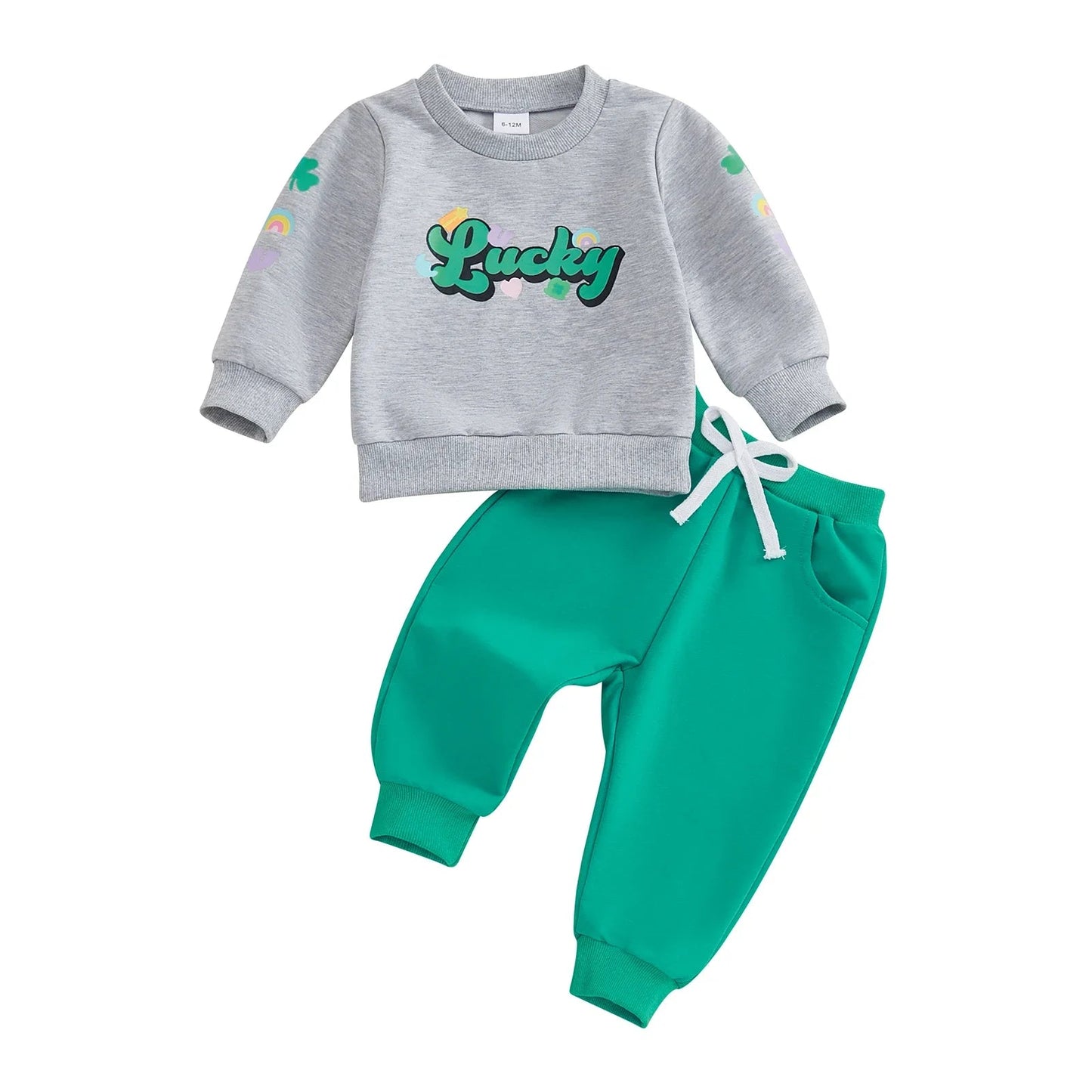 2026 Winter Toddler Baby Girl Boy Fall Outfits Letter Print Long Sleeve Crew Neck Sweatshirt with Solid Long Pants 2Pcs Sets - Clothesfassion.store