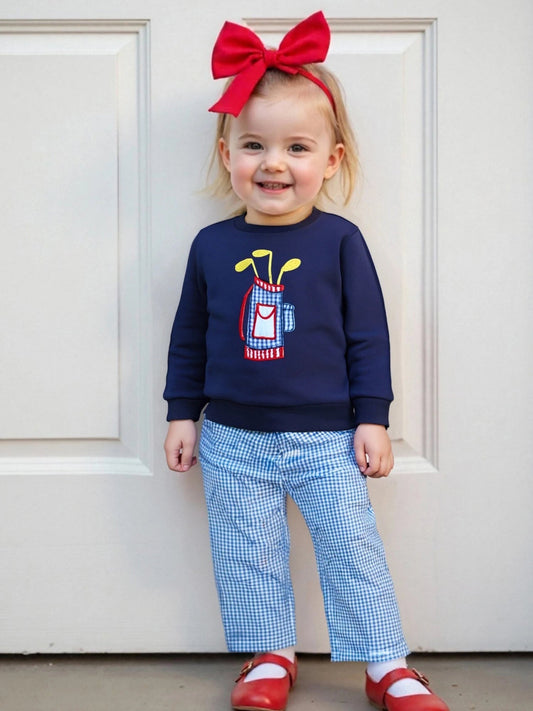 Adorable 2 Piece Autumn Ensemble with Cute Bear Applique Sweatshirt and Cozy Plaid Pants for Baby Boy or Girl Outfit - Clothesfassion.store