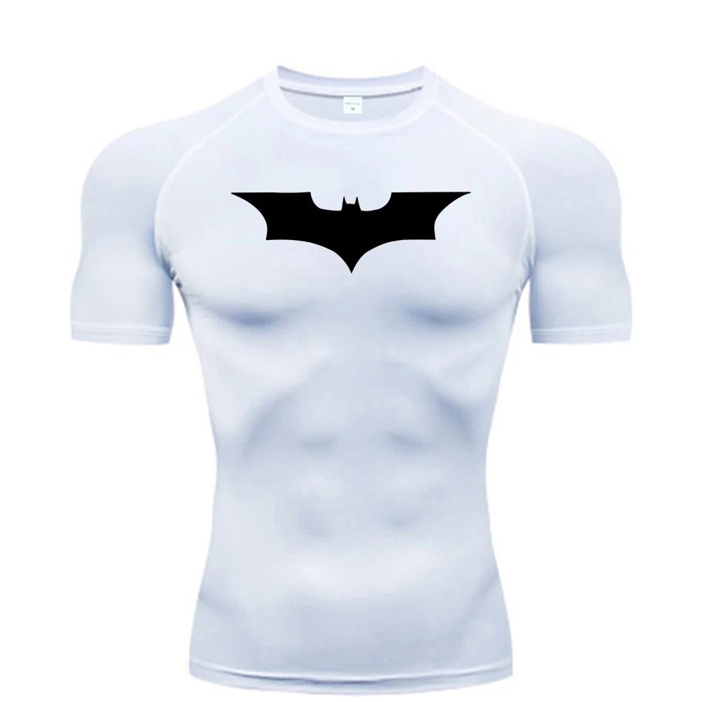 Bat Printed Men's Tight T-Shirt Running Compression Compression T Shirt Gym Fitness Jogging Short Sleeve Male Casual Shirt Tops - Clothesfassion.store