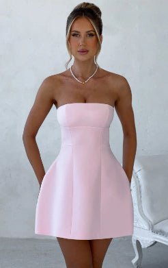Fashion Tube Dress Summer Solid Color Sasual Backless Slim Short Dresses Party Womens Clothing - Clothesfassion.store