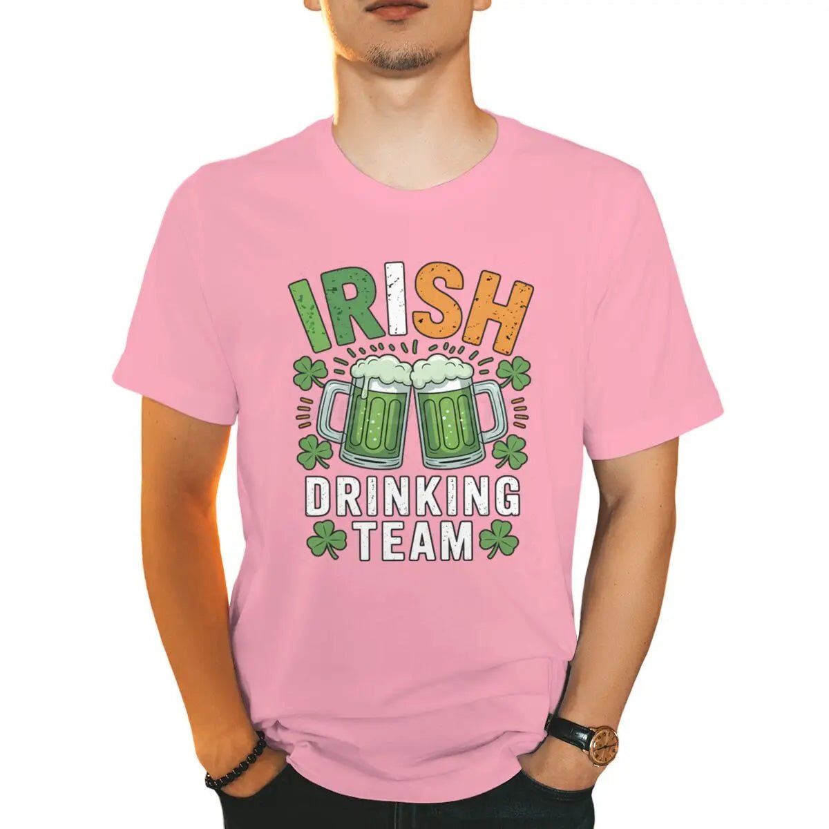 Irish Drinking Team T-shirts for Men St. Patrick's Day Beer Tee Funny Men's St. Patricks Day Shirt Short Sleeve Round Neck Top - Clothesfassion.store