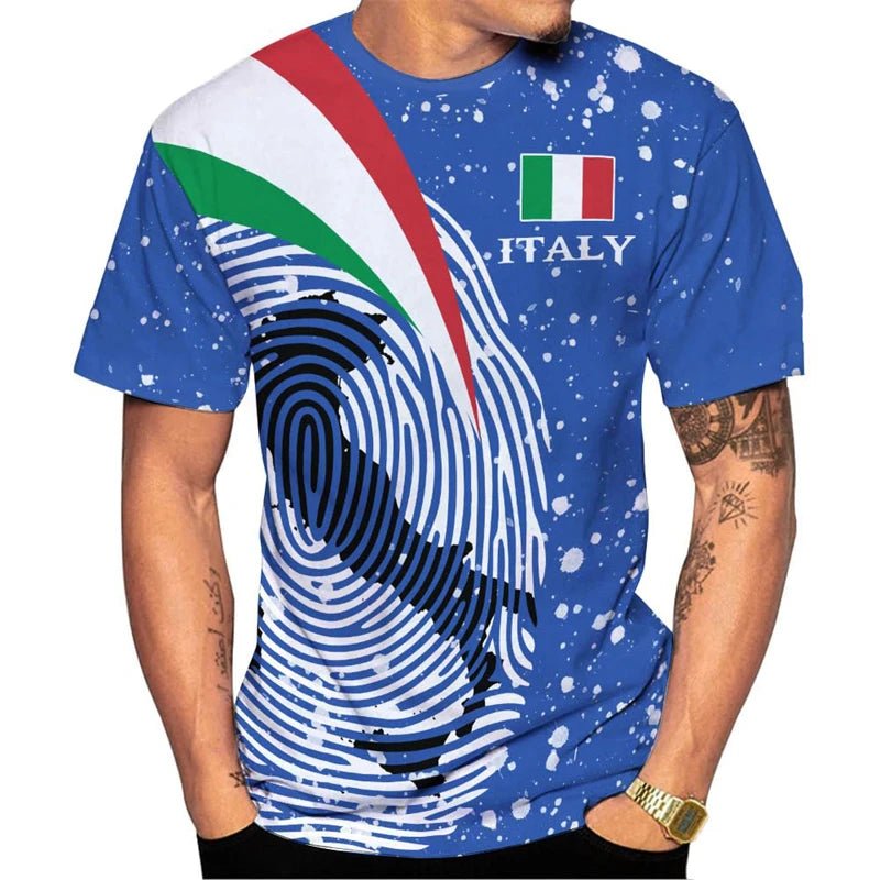 Italy Flag T-Shirts Italian National Emblem Printed Round Neck Short Sleeves Tee Shirts Men Women Kids Clothes Streetwear Tees - Clothesfassion.store