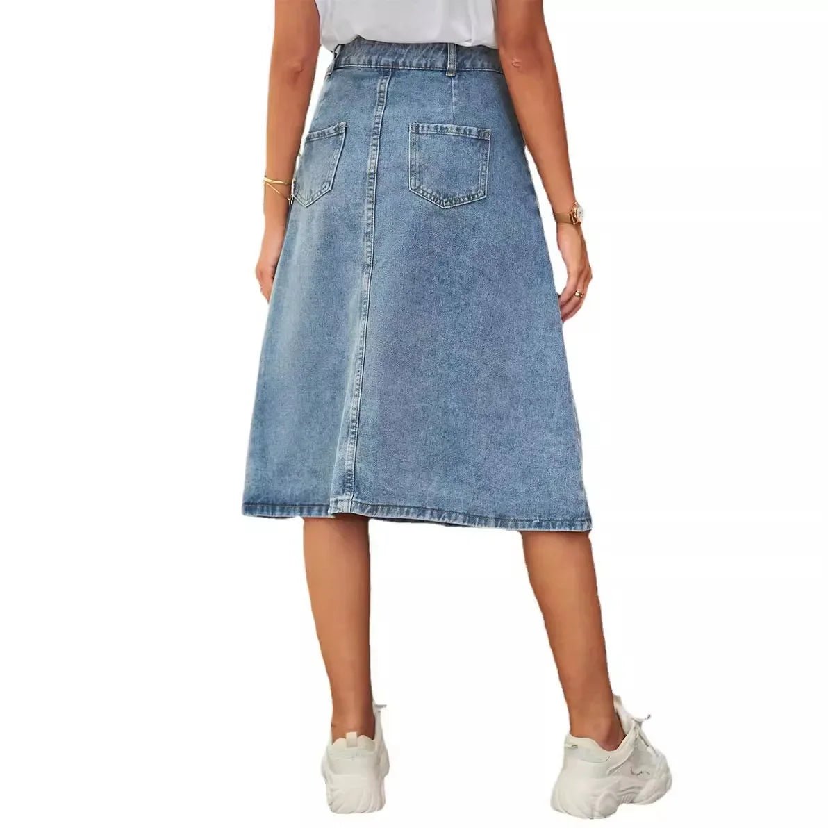 Knee Length Skirts Denim Slim Fit Women Skirt Wrap Buttocks Zipper Fly Sexy High Waist Spliced Distressed Vintage Sashes - Clothesfassion.store