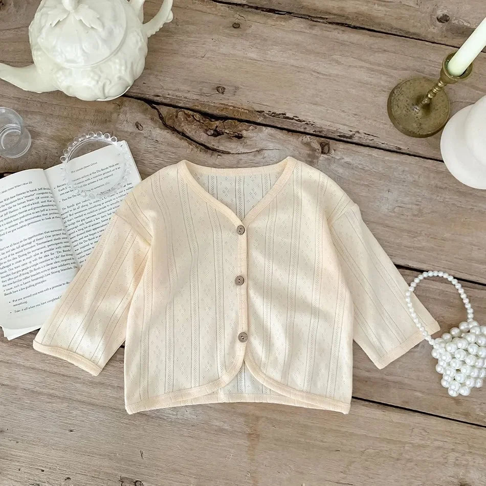 Korean Cardigan Toddler Tops Kids Solid Coat Infant Lightweight Casual Outerwear Boys Girls Button Down Summer Jacket Baby Coat - Clothesfassion.store