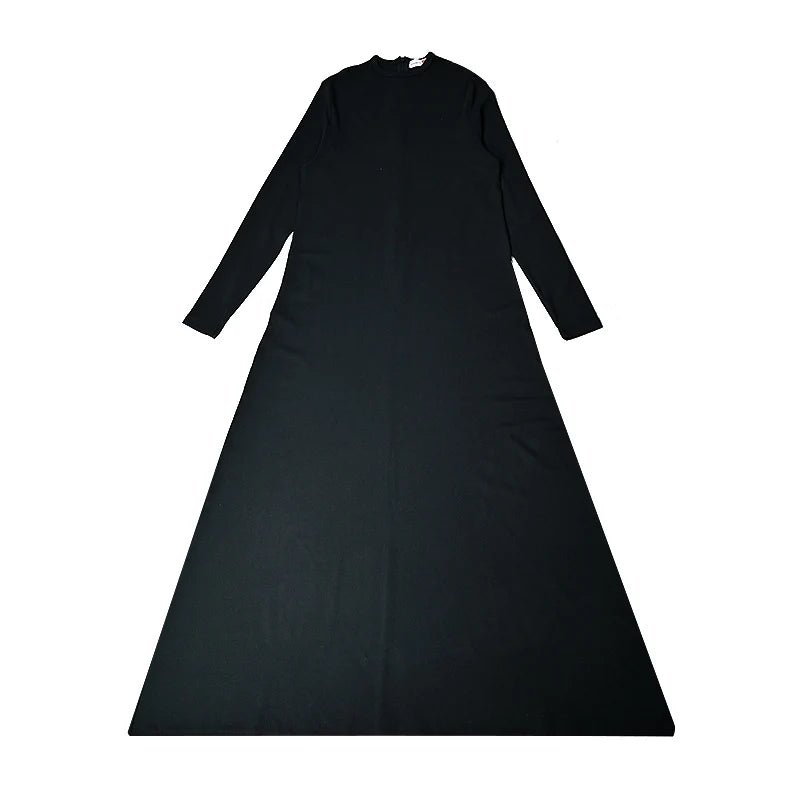 Maxi dress women long sleeve lady dresses flowers and pearls top causual dress round neck black modal ribbed top sizes XS - XXXL - Clothesfassion.store