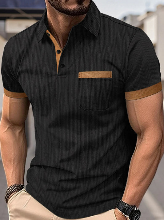 Men s Summer Lapel T-Shirt with Stylish Contrast Colors and Short Sleeves - Perfect for Beach Vacations and Streetwear Fashion - Clothesfassion.store