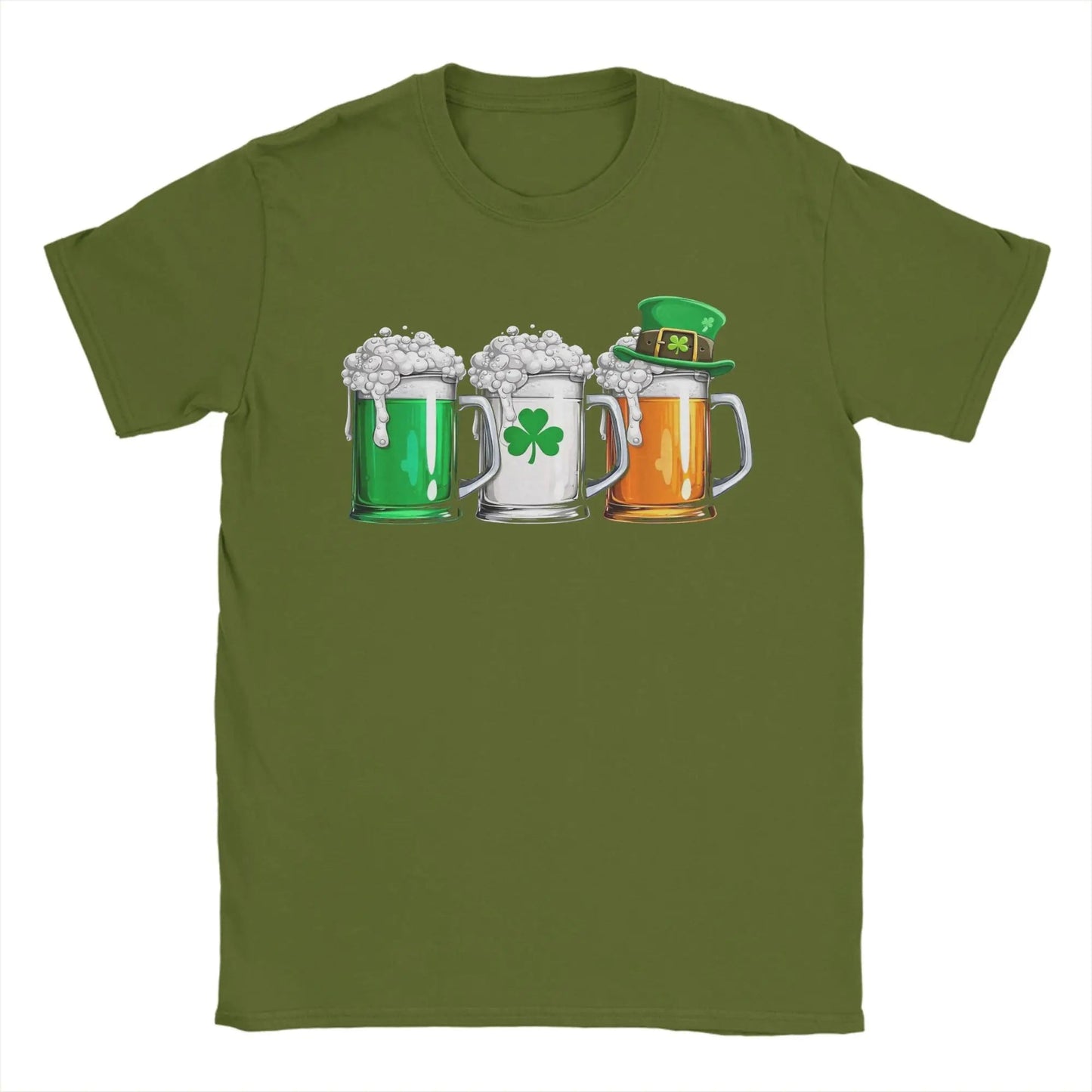 Men's Irish Beer Ireland Flag Saint Patricks Day T Shirts St Patricks Day Cotton Clothing Short Sleeve O Neck Tees T-Shirt - Clothesfassion.store