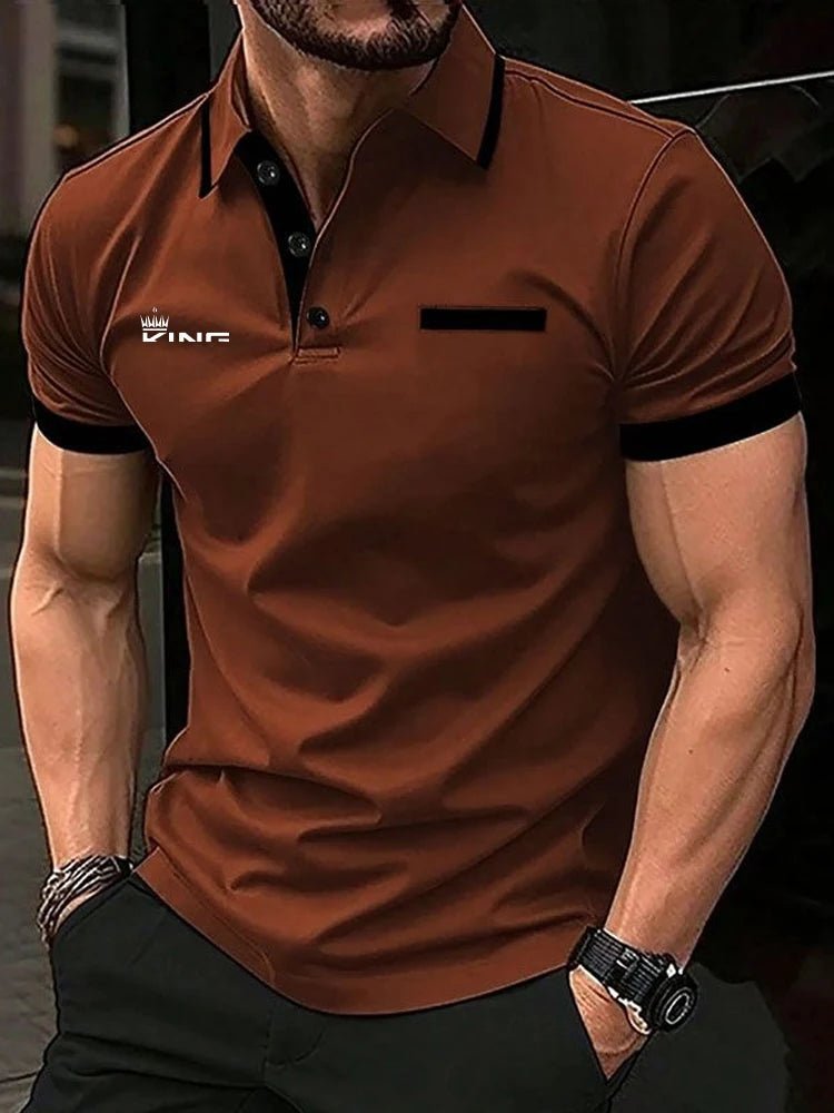 Men's Polo Shirt Golf Shirt Casual Sports Lapel Short Sleeve Fashion Basic Color Block Patchwork Summer Regular Fit Polo Shirt - Clothesfassion.store