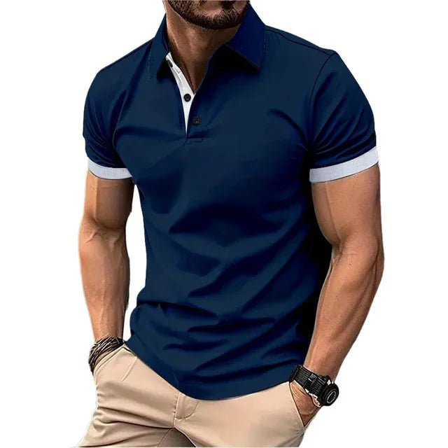 Men's Polo Shirt Short Sleeve Casual Slim Fit Color Blocking T-shirts England Style Streetwear Polos for Men's Fashion - Clothesfassion.store