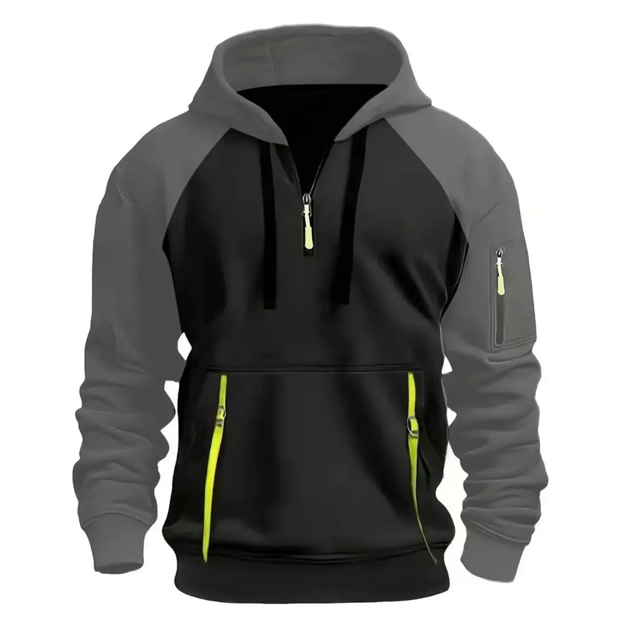 Men's Spring Autumn Sweatshirt Sweatshirt Sweatshirt Zipper Multi - Pocket Pullover Raglan Sleeve Sports Casual Fleece Sweatshirt - Clothesfassion.store