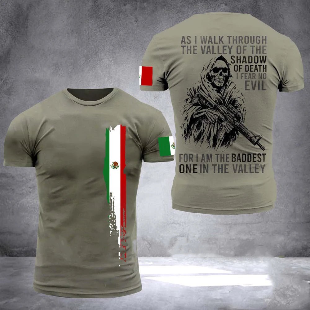 Mexico Flag Men's T-shirt Oversized Retired Military Graphic Casual Short Sleeve Tops Tees Mexican Outdoor Street Men's Clothing - Clothesfassion.store