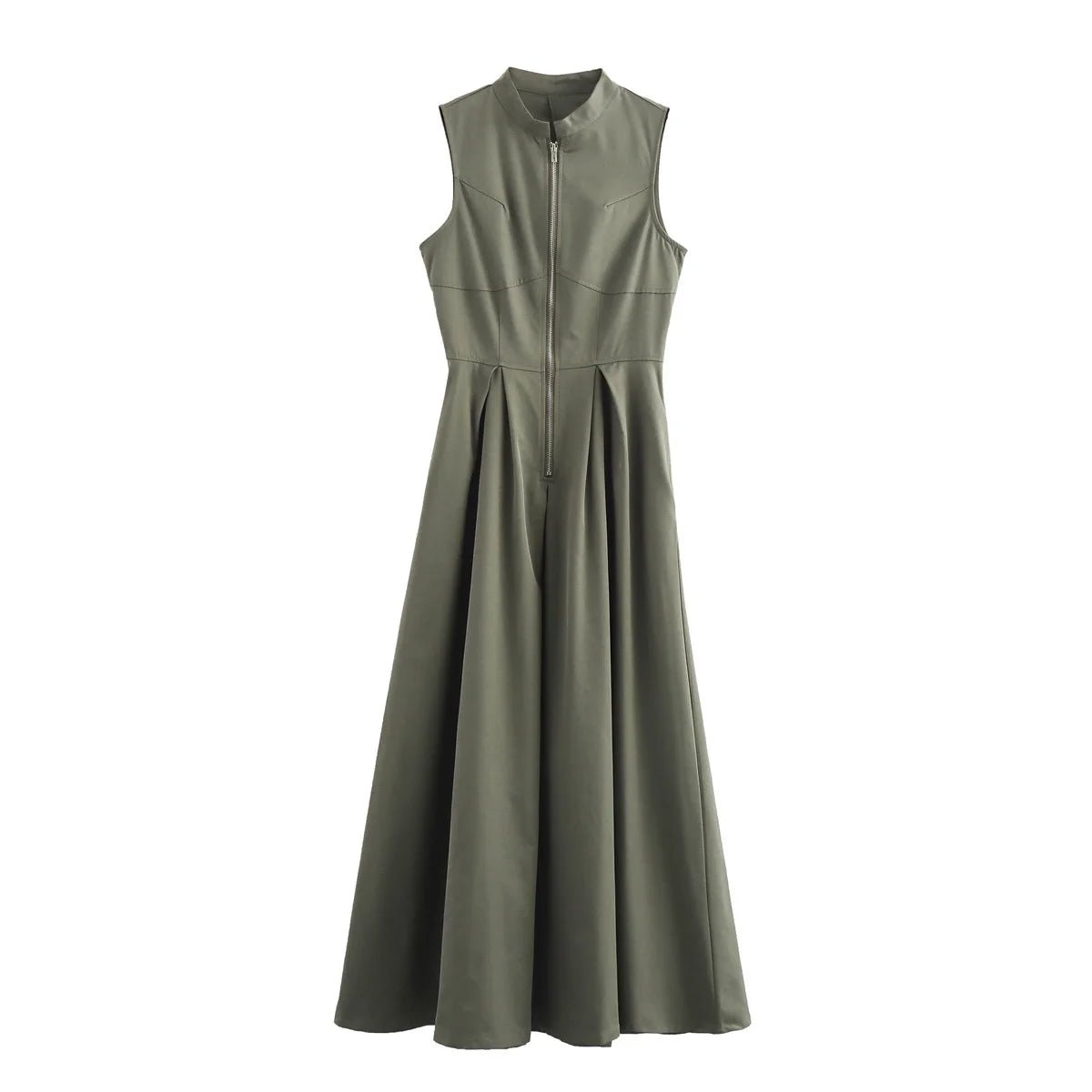 MUJER 2026 Draped Long Dresses for Women Zip Sleeveless Maxi Dress Woman Summer Holiday Womens Dresses Ruched Party Female Dress - Clothesfassion.store
