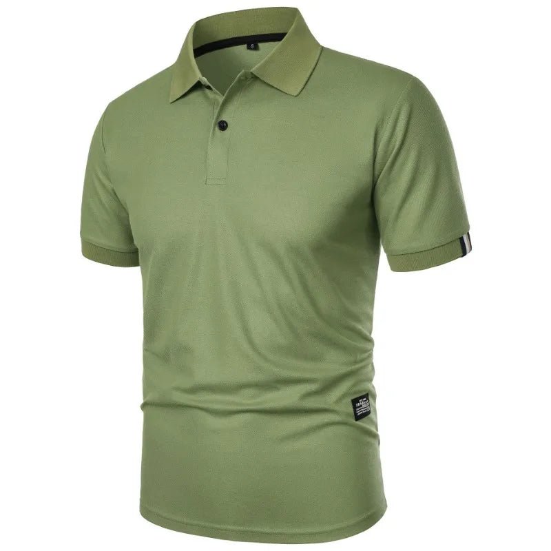 New Solid Color Polo Shirt Men's Short Sleeve Button Tshirts Lapel Lightweight Streetwear Sport Casual Tops - Clothesfassion.store