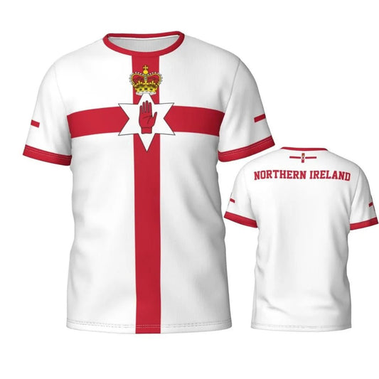 Northern Ireland Flag 3D Printed T Shirt Summer New Sports Football Jerseys For Men Trendy Soccer Team Crewneck Uniforms Tee - Clothesfassion.store