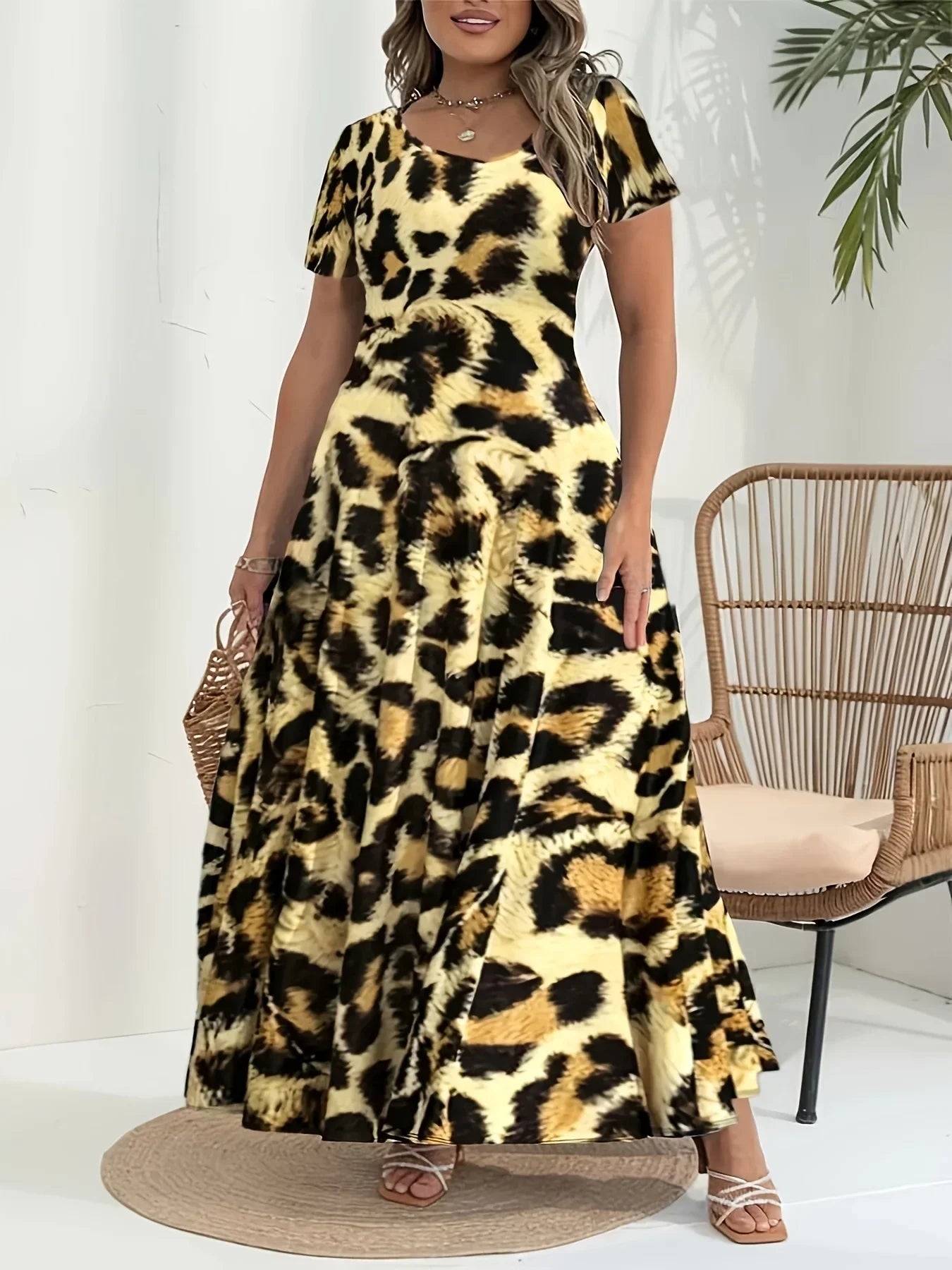 Plus Size 1XL - 5XL Women Popular Large Size Printed Dress with Belt Long Sleeve Women's Clothing Fashionable Long Dres - Clothesfassion.store