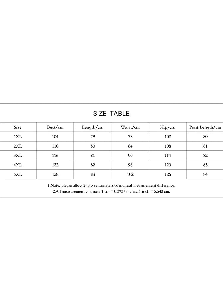 Plus Size Lady Suit Round Neck New Summer Casual Large Size Lucky Grass Print Short - Sleeved T-Shirt Pants Two - Piece Suit - Clothesfassion.store