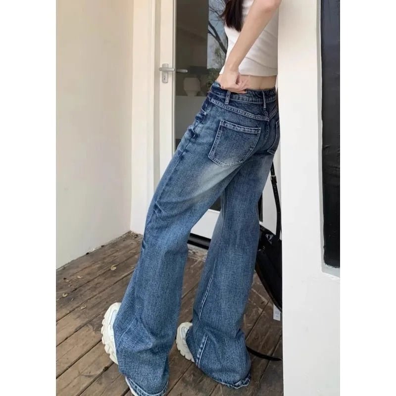Y2k Jeans Pants for Woman Shoujo Girl Style Women's Denim Pants Low Rise Jeans Women's Spring Clothes Jean Coquette Jorts Baggy - Clothesfassion.store