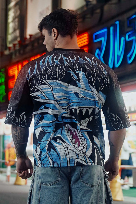 YA Trendy Brand oversized t-shirt Street leisure quick drying Breathable Large Mesh shirt animation graphic tee Short Sleeve top - Clothesfassion.store