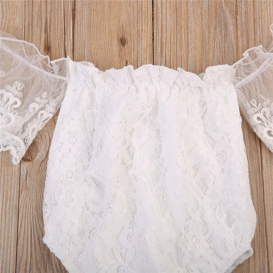 0 - 24M Cute Summer Toddler Baby Girl Clothing White Lace Romper Sleeveless Off Shoulder Backless Jumpsuit Outfits - Clothesfassion.store