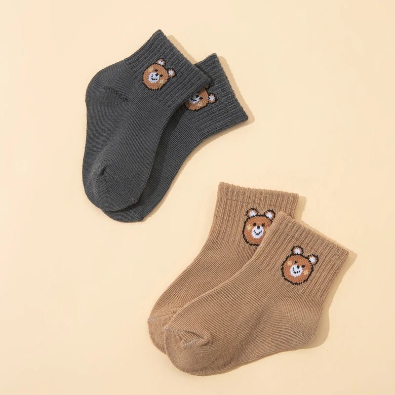 10 pairs cute little bear casual short elastic mid - calf socks, baby socks, boys' socks, girls' socks, children's socks - Clothesfassion.store