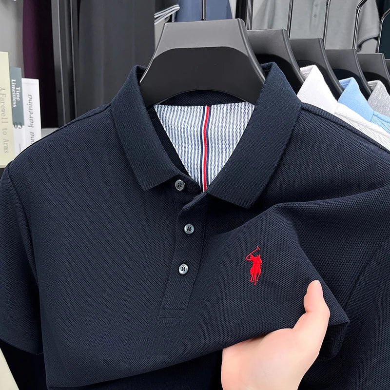 100% pure cotton high - end brand men's short sleeve polo shirt summer fashion original pony embroidery golf Paul casual T-shirt - Clothesfassion.store