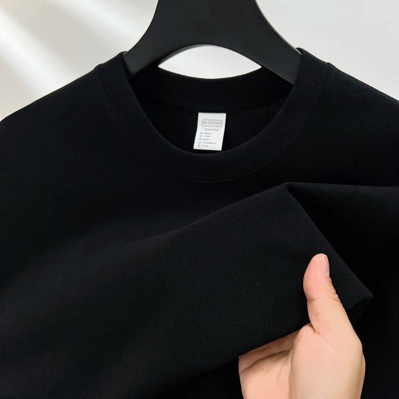 100% pure cotton summer high - end brand men's short sleeve round neck fashionable style half sleeved top breathable T-shirt - Clothesfassion.store