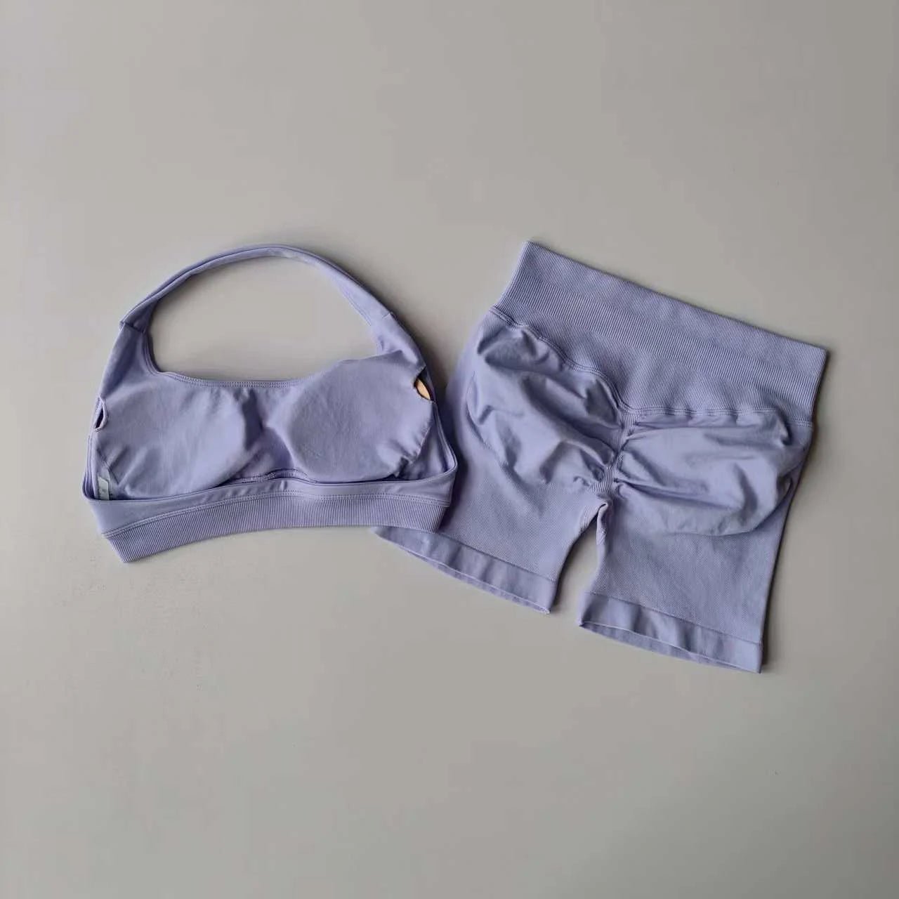 2 Pieces Yoga Suit for Women Seamless Fitness Gym Clothes Halter Sports Bra Matching Impact Shorts Workout Sets Gym Outfit - Clothesfassion.store