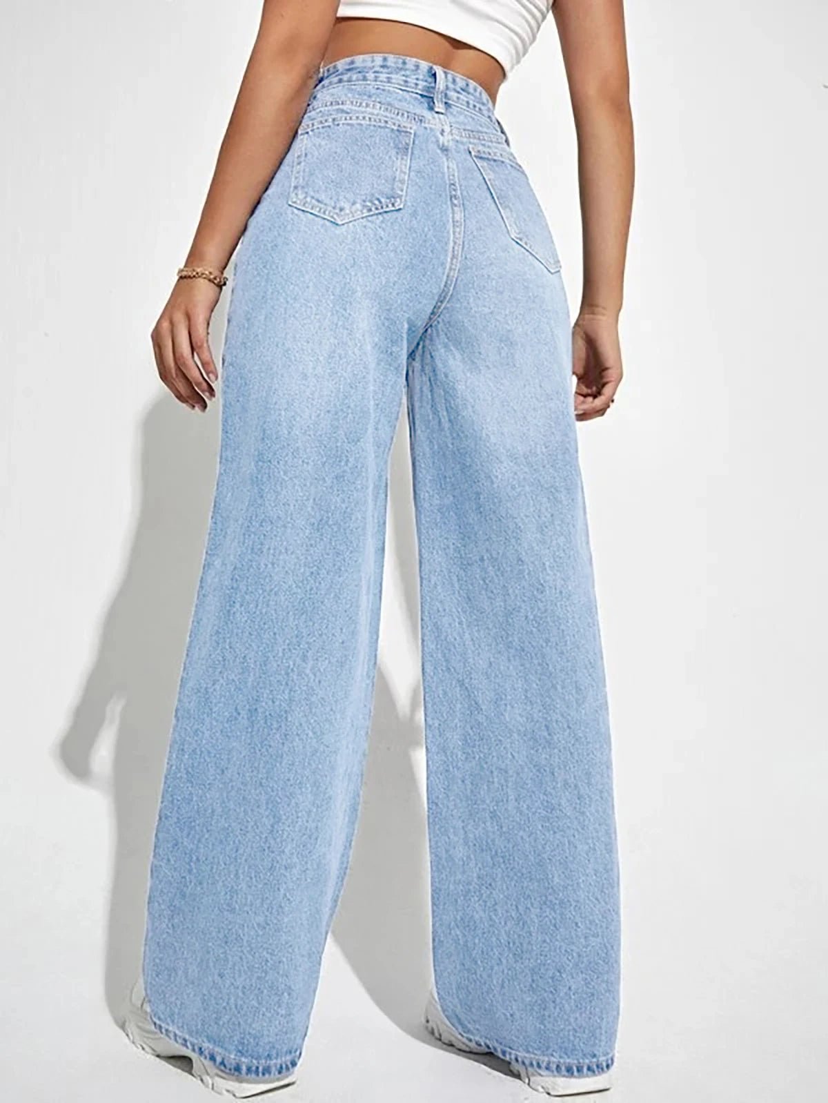 2024 new women's wear European and American loose Denim wide leg pants slimming high waist all - match jeans for women - Clothesfassion.store