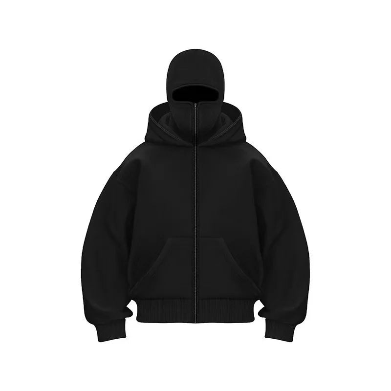 2025 Autumn and Winter New Men's and Women's Casual Sportswear With Hooded Mask Design, Sporty and Fashionable Plus Size Hoodie - Clothesfassion.store
