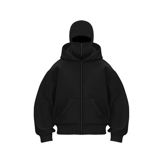 2025 Autumn and Winter New Men's and Women's Casual Sportswear With Hooded Mask Design, Sporty and Fashionable Plus Size Hoodie - Clothesfassion.store