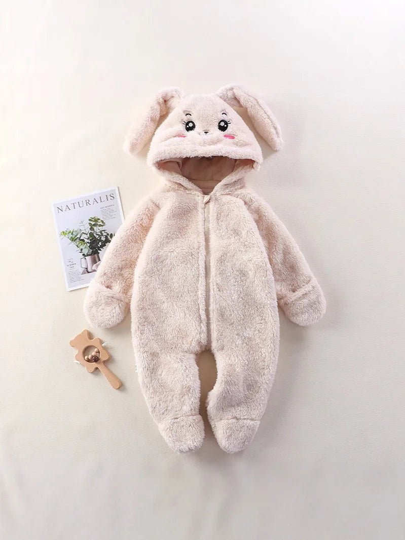 2025 Autumn Winter Baby Romper Cartoon Fluffy Panda Rabbit Bear Jumpsuit Boys Girls Soft Warm Cotton Outwear Clothes - Clothesfassion.store