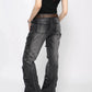 2025 Autumn Winter Women's Denim Pants Dark Academia Cargo Jean Flared Bell Bottom Designer Kpop Japanese Y2k 2000s Goblin Core - Clothesfassion.store
