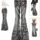 2025 Autumn Winter Women's Denim Pants Dark Academia Cargo Jean Flared Bell Bottom Designer Kpop Japanese Y2k 2000s Goblin Core - Clothesfassion.store