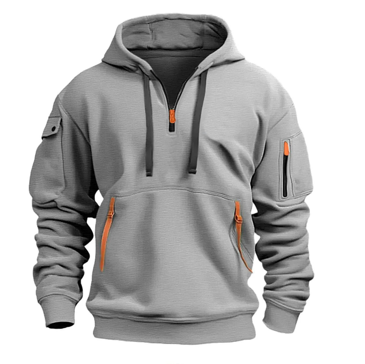 2025 New Multi Pocket Zipper Fleece Hooded Casual Shirt for Men and Women Plus Size Loose Pullover Fashion Sweatshirt top - Clothesfassion.store