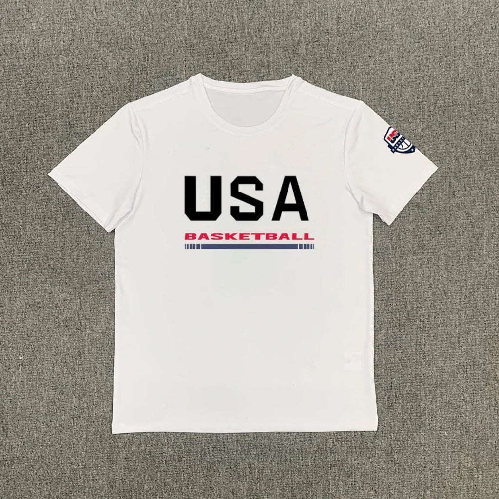 2025 New USA Dream Team T Shirt National Basketball Training Short Sleeve Warm Up Shooting Streetwear Fashion Top Men Clothing - Clothesfassion.store