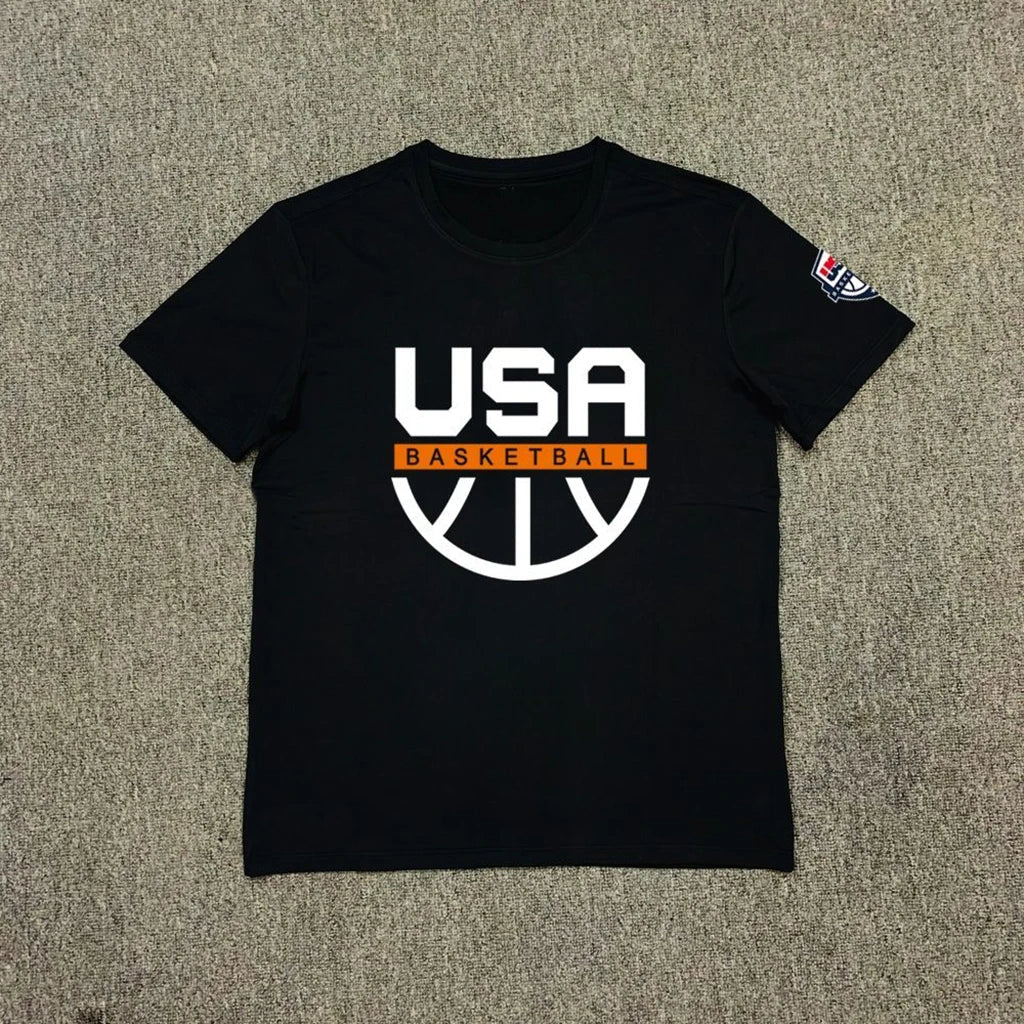 2025 New USA Dream Team T Shirt National Basketball Training Short Sleeve Warm Up Shooting Streetwear Fashion Top Men Clothing - Clothesfassion.store