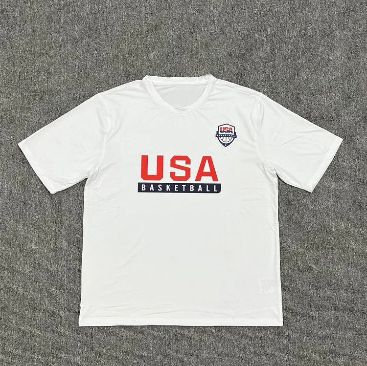 2025 New USA Dream Team T Shirt National Basketball Training Short Sleeve Warm Up Shooting Streetwear Fashion Top Men Clothing - Clothesfassion.store