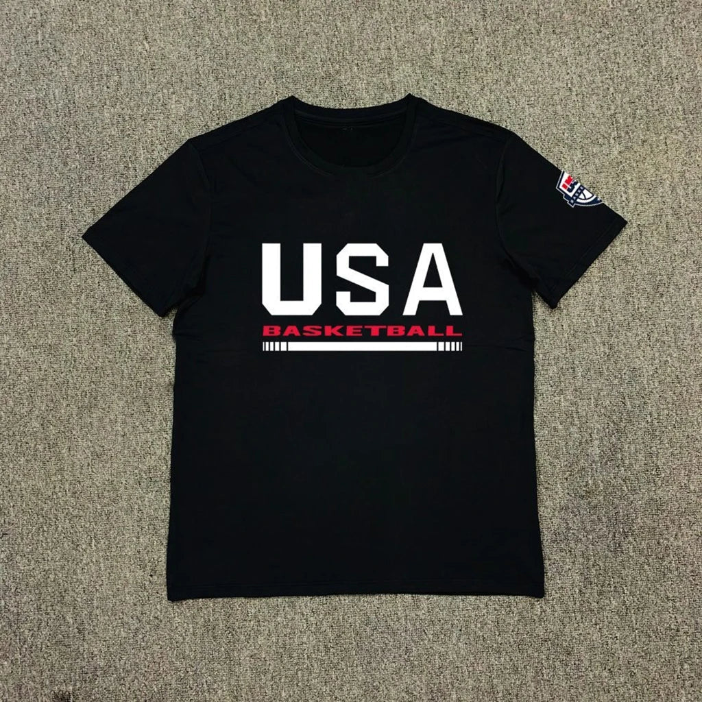 2025 New USA Dream Team T Shirt National Basketball Training Short Sleeve Warm Up Shooting Streetwear Fashion Top Men Clothing - Clothesfassion.store