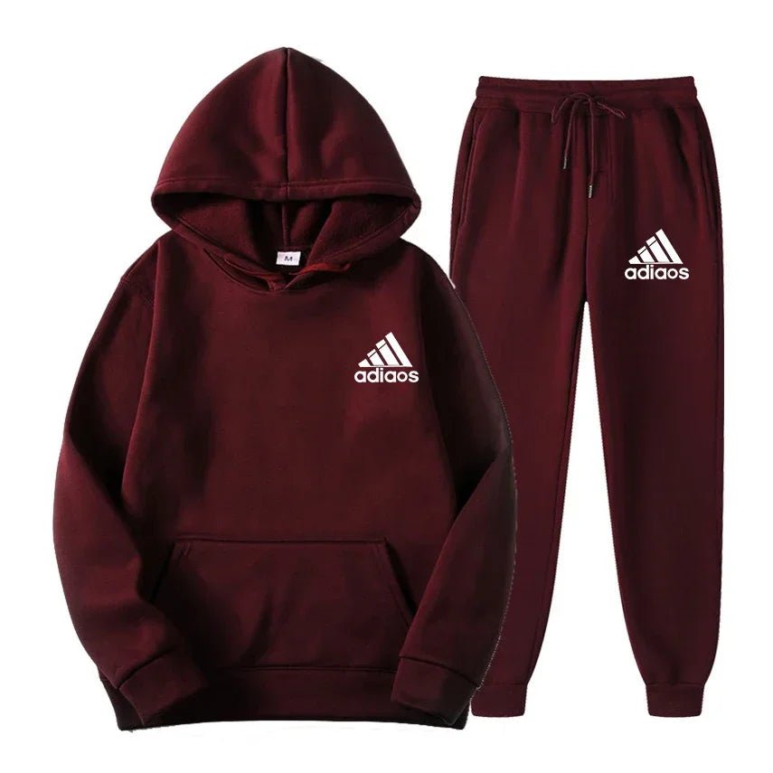 2025 Winter Hoodie Sets Men Fashion Fleece Red Hoodies Black Brand Pants Casual Jogger Suit Tracksuit Sweatshirt Woman Pullover - Clothesfassion.store