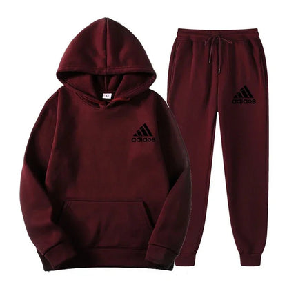 2025 Winter Hoodie Sets Men Fashion Fleece Red Hoodies Black Brand Pants Casual Jogger Suit Tracksuit Sweatshirt Woman Pullover - Clothesfassion.store