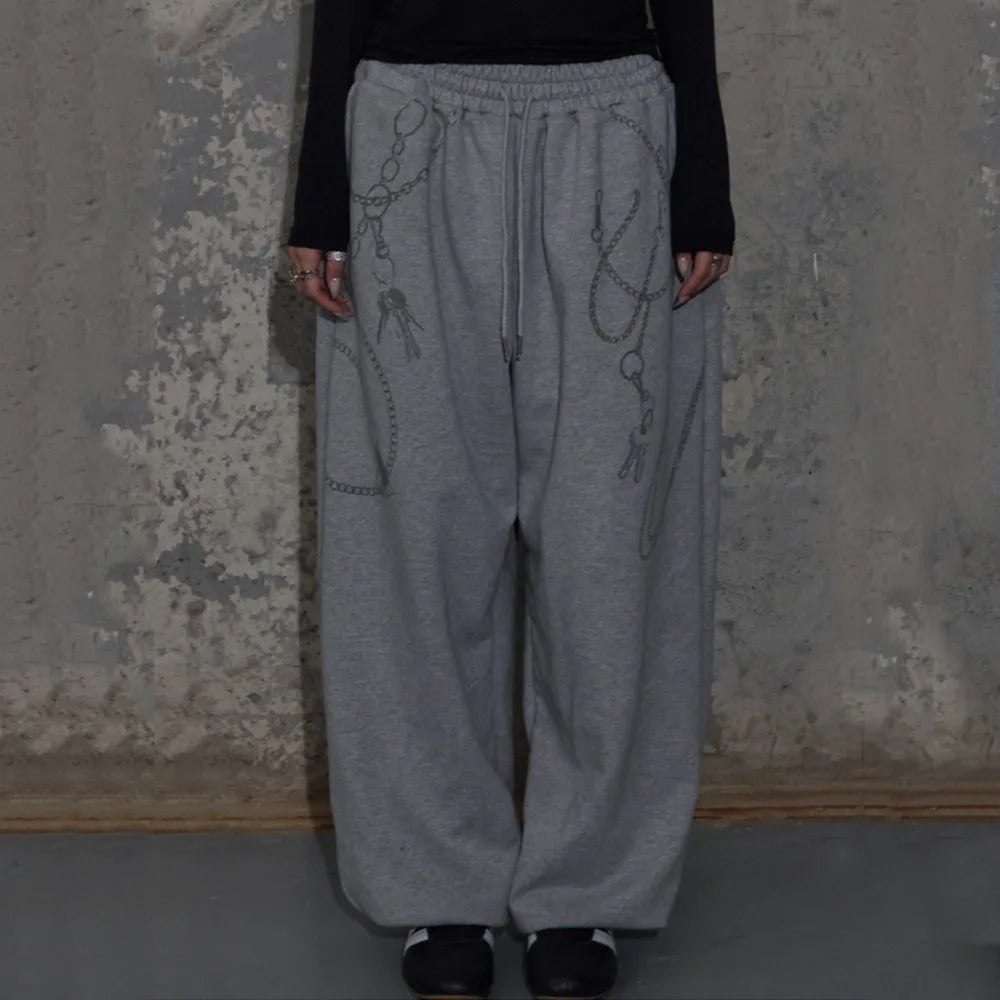 2026 New Y2K Geometric Retro Print Pants Unisex High Street Fashion Loose Versatile Casual Trousers - Clothesfassion.store