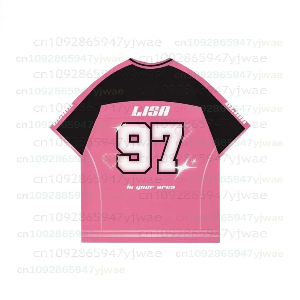 2026 New Y2K Korean Girl Group Concert T-Shirt RosÉ Letter Print Oversized Short Sleeved Fashion Casual Women's Sport Jersey Kid - Clothesfassion.store
