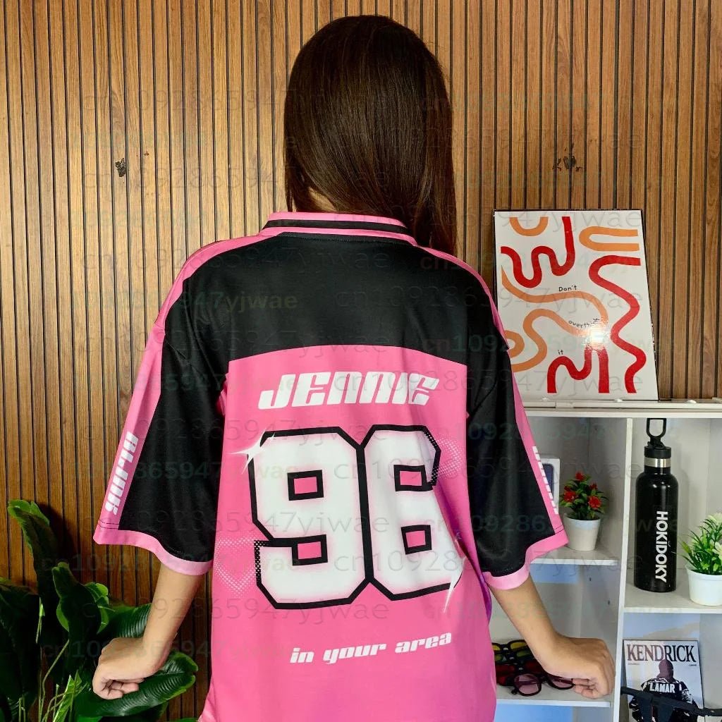 2026 New Y2K Korean Girl Group Concert T-Shirt RosÉ Letter Print Oversized Short Sleeved Fashion Casual Women's Sport Jersey Kid - Clothesfassion.store