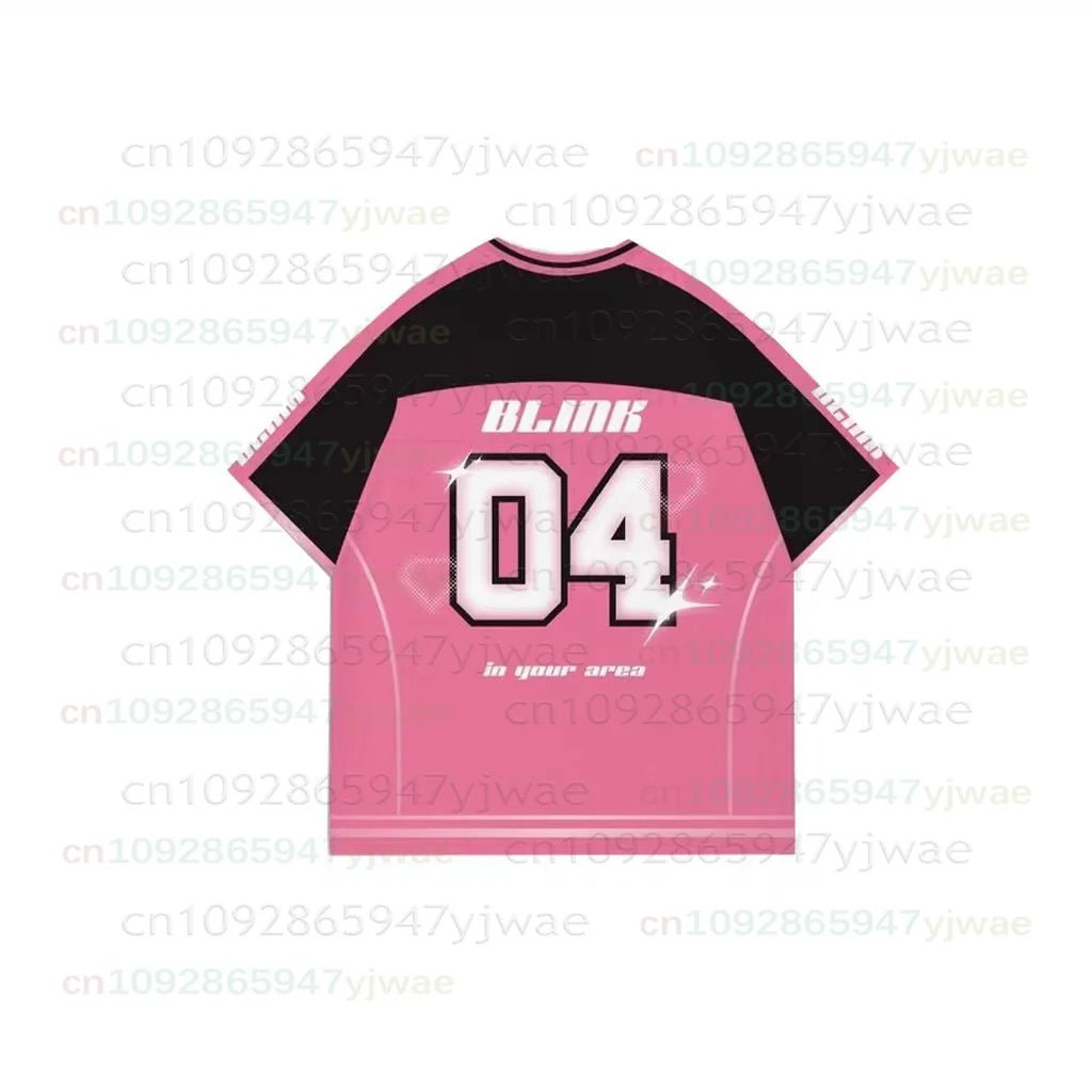 2026 New Y2K Korean Girl Group Concert T-Shirt RosÉ Letter Print Oversized Short Sleeved Fashion Casual Women's Sport Jersey Kid - Clothesfassion.store