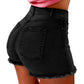 2026 Retro Distressed Ripped Edge Women Shorts High Waist Washed Butt - lifted Slim Fit Side Pockets Casual Club Party Short Pants - Clothesfassion.store