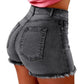 2026 Retro Distressed Ripped Edge Women Shorts High Waist Washed Butt - lifted Slim Fit Side Pockets Casual Club Party Short Pants - Clothesfassion.store