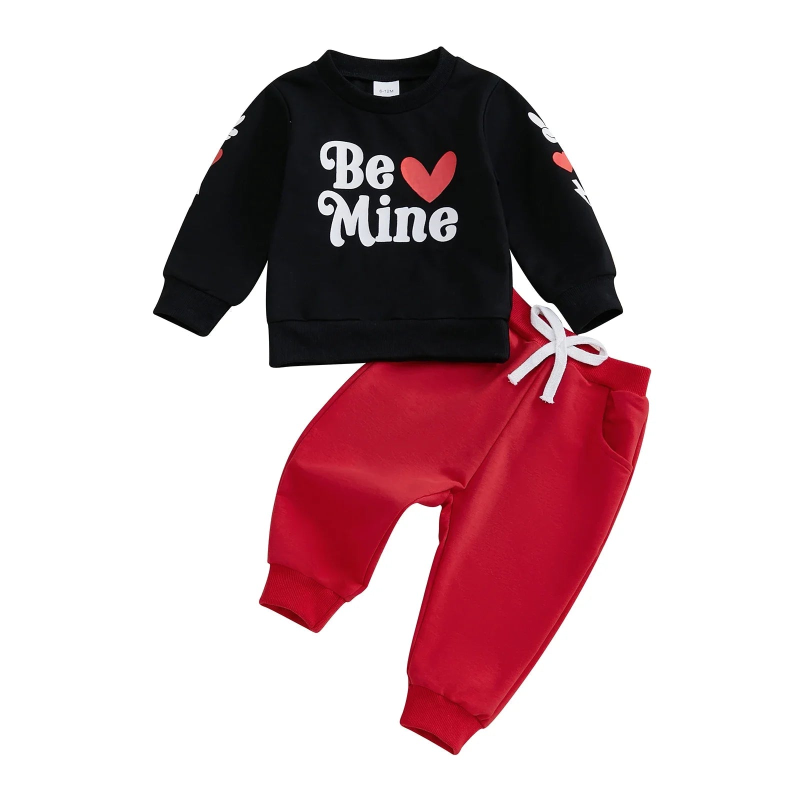 2026 Winter Toddler Baby Girl Boy Fall Outfits Letter Print Long Sleeve Crew Neck Sweatshirt with Solid Long Pants 2Pcs Sets - Clothesfassion.store